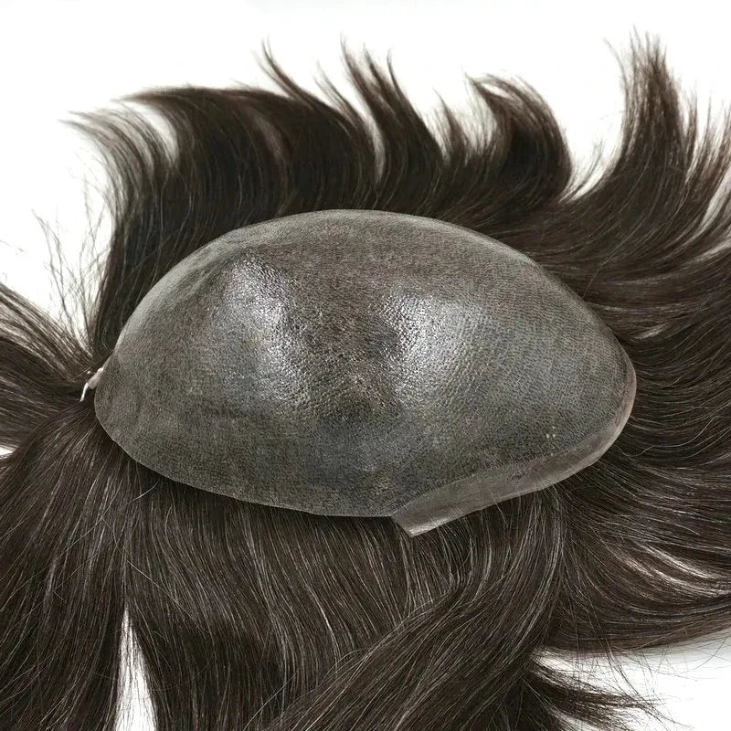 Remy Human Hair Replacement Topper 8 Inches Straight Hair Toupee - top view