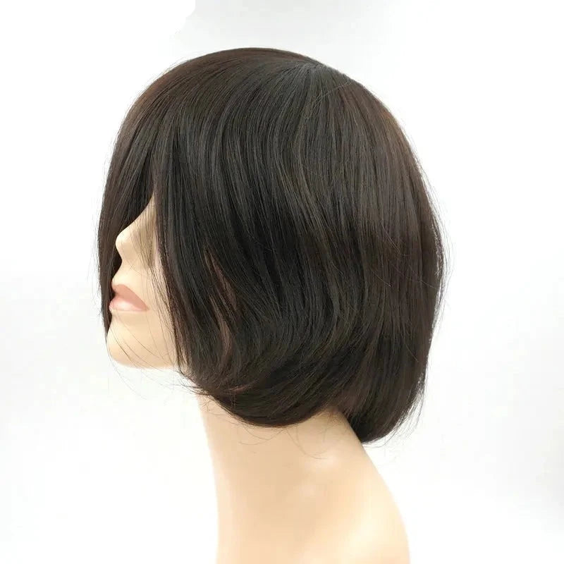 Remy Human Hair Replacement Topper 8 Inches Straight Hair Toupee