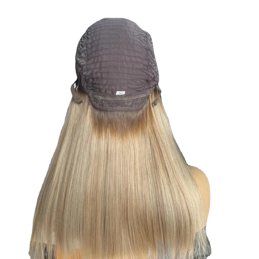 Remy Hair Wig Ash Blonde with Dark Roots Silk Top Kosher Judaica Hairpiece for Fast Shipping