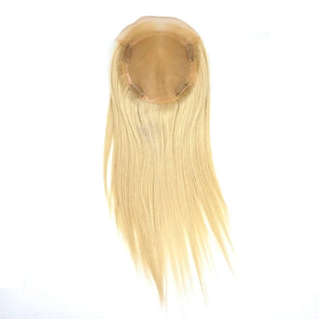 Szőke csipkés frontú selyem felső topper Remy hajból - kóser paróka tupé nőknek