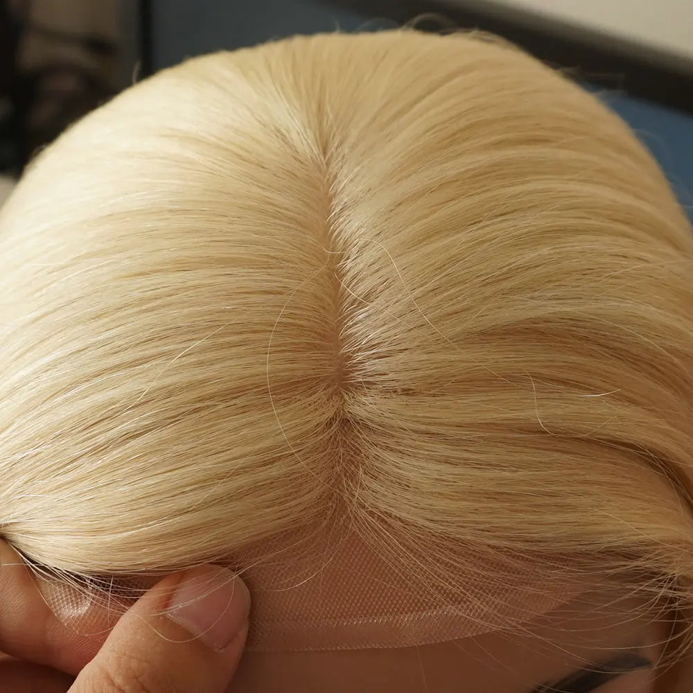 Blonde Front Silke Top Topper Blond 613 paryk Europæisk Remy Hair Kosher Front Toupee Til Kvinder TP31