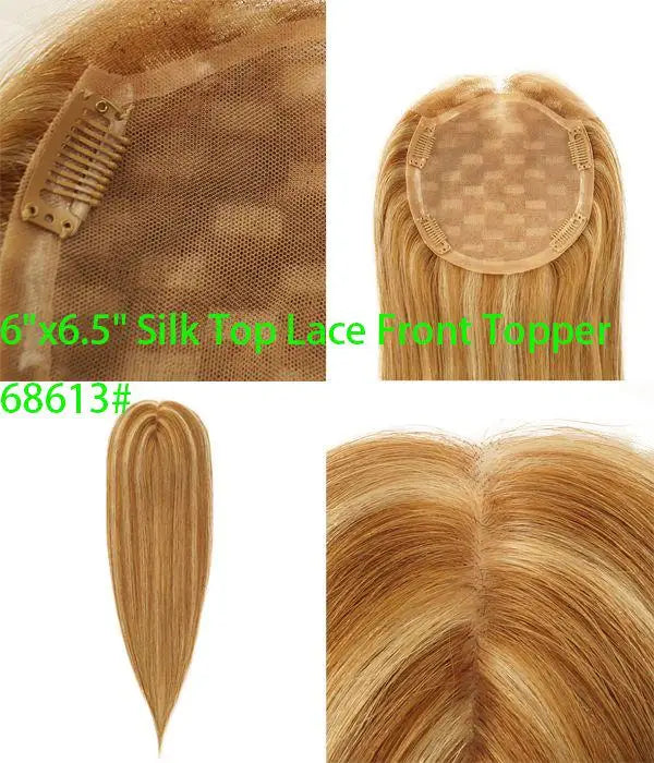Blonde Front Silk Topper Blond 613 parykk European Remy Hair Kosher Front Toupee For Dame TP31