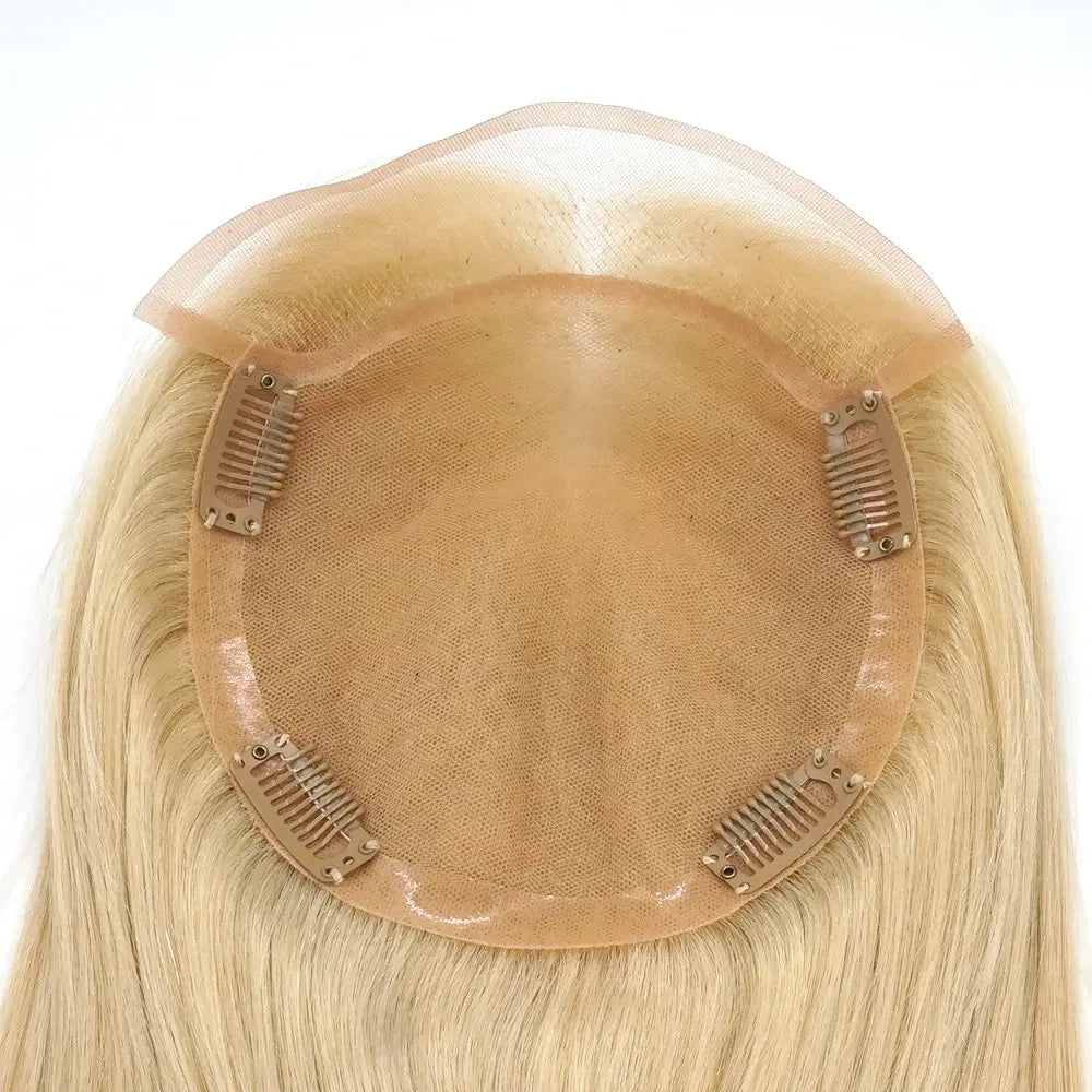 Parte superior de seda dianteira do laço topper loira 613 peruca cabelo remy europeu kosher frente peruca para mulher tp31