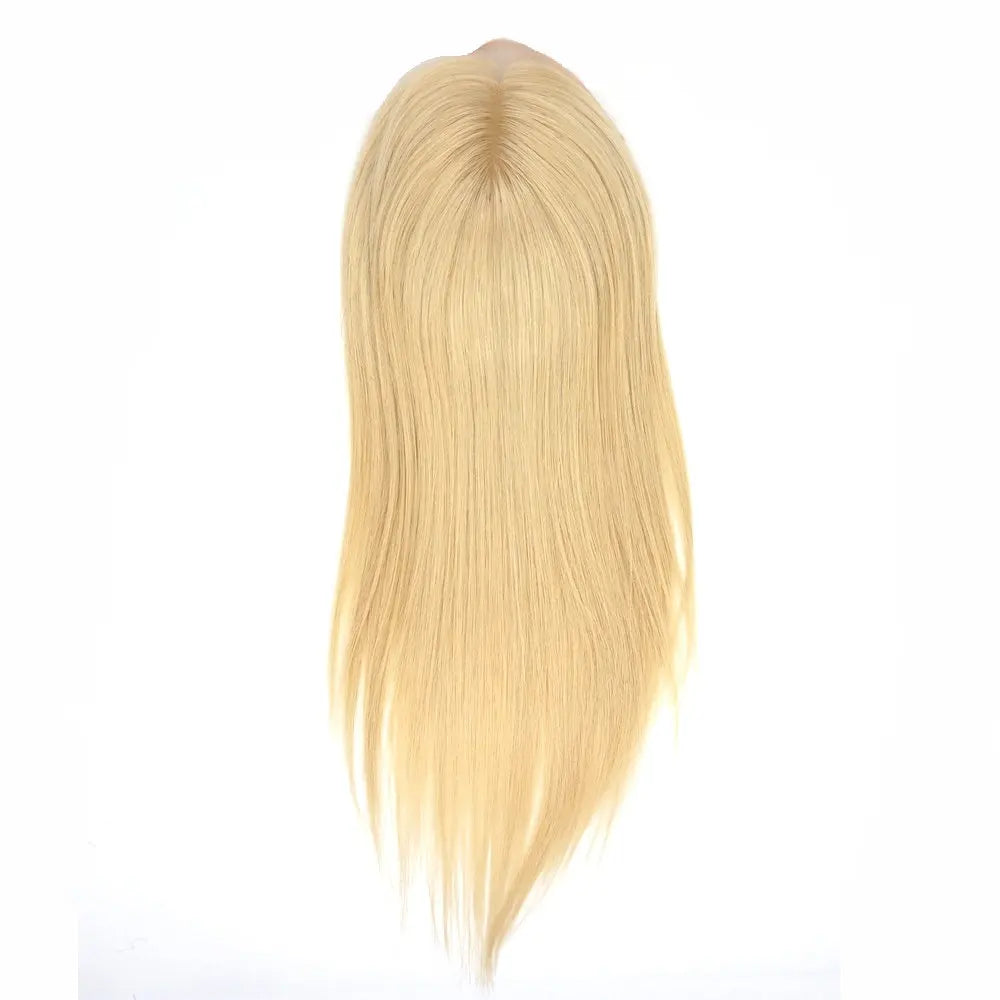 Blonde Lace Front Silk Top Topper Remy Hair Wig Kosher Toupee For Women - front hairline view