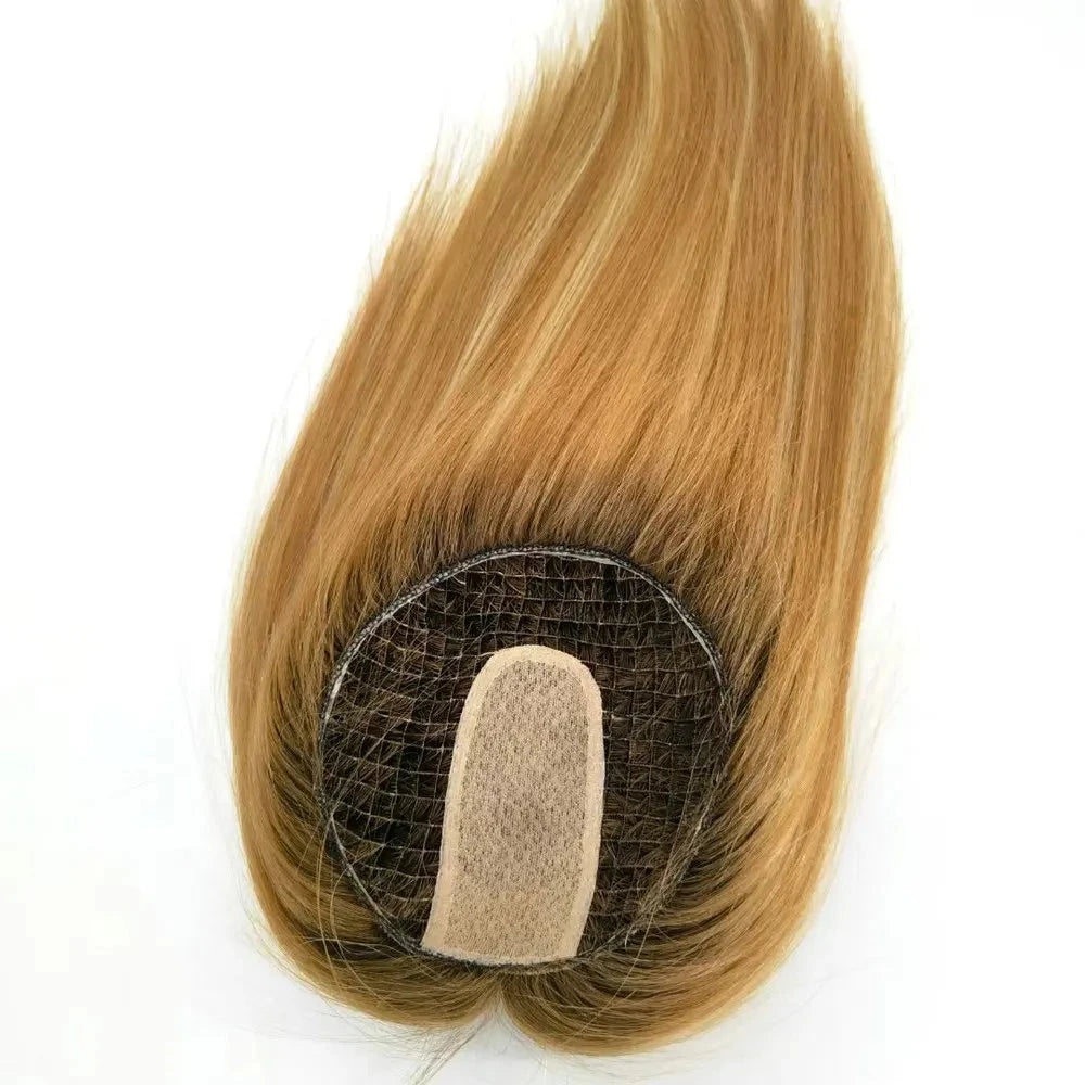 Magic Hair Topper Clip Echthaar Remy Fischnetz Seidenteil Halbe Perücke Einteiler