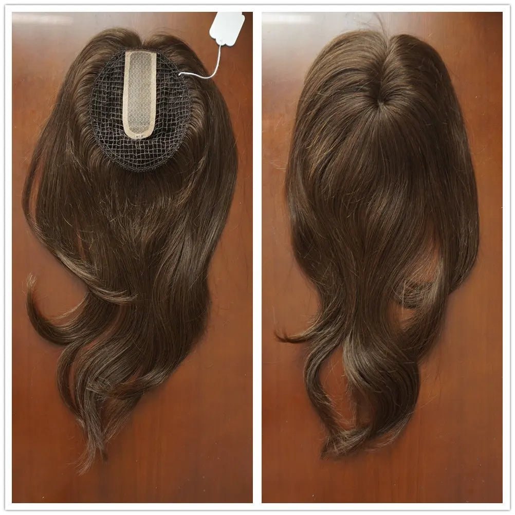 Magic Hair Topper Clip Echthaar Remy Fischnetz Seidenteil Halbe Perücke Einteiler