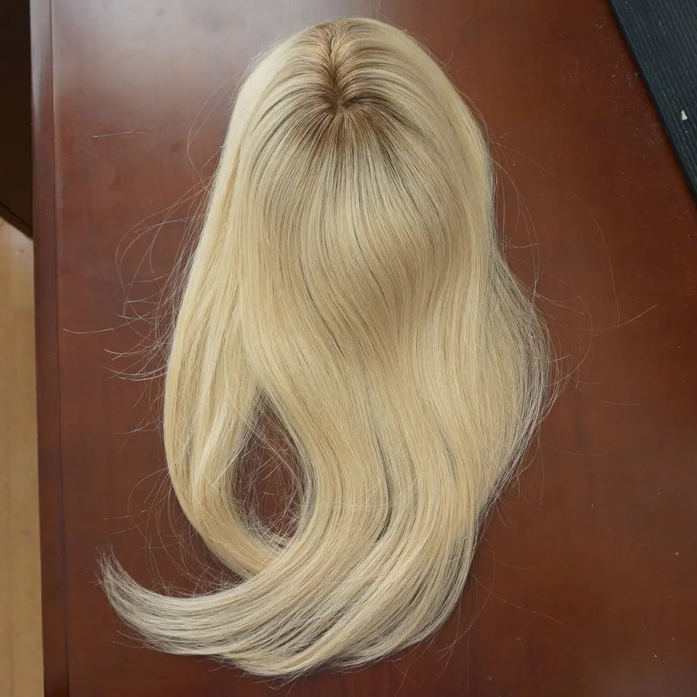 Magic Hair Topper Clip Echthaar Remy Fischnetz Seidenteil Halbe Perücke Einteiler