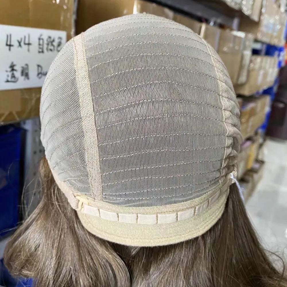 Swiss lace-front menneskehårparyk anti-allergi Remy silketop kort medicinsk paryk glat ægte hår