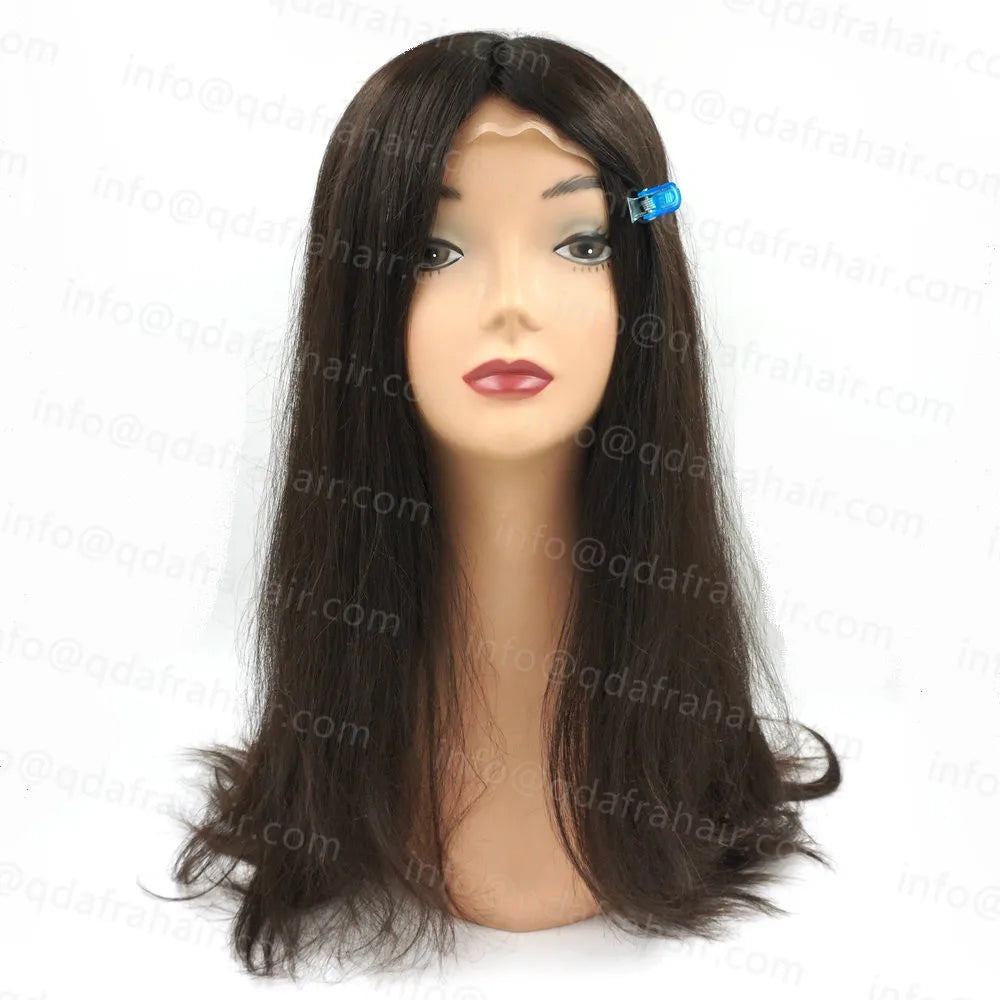 Medical Wig Remy Hair Swiss Lace Front Glueless Silicon Cap Anti-Allergic Long Hair