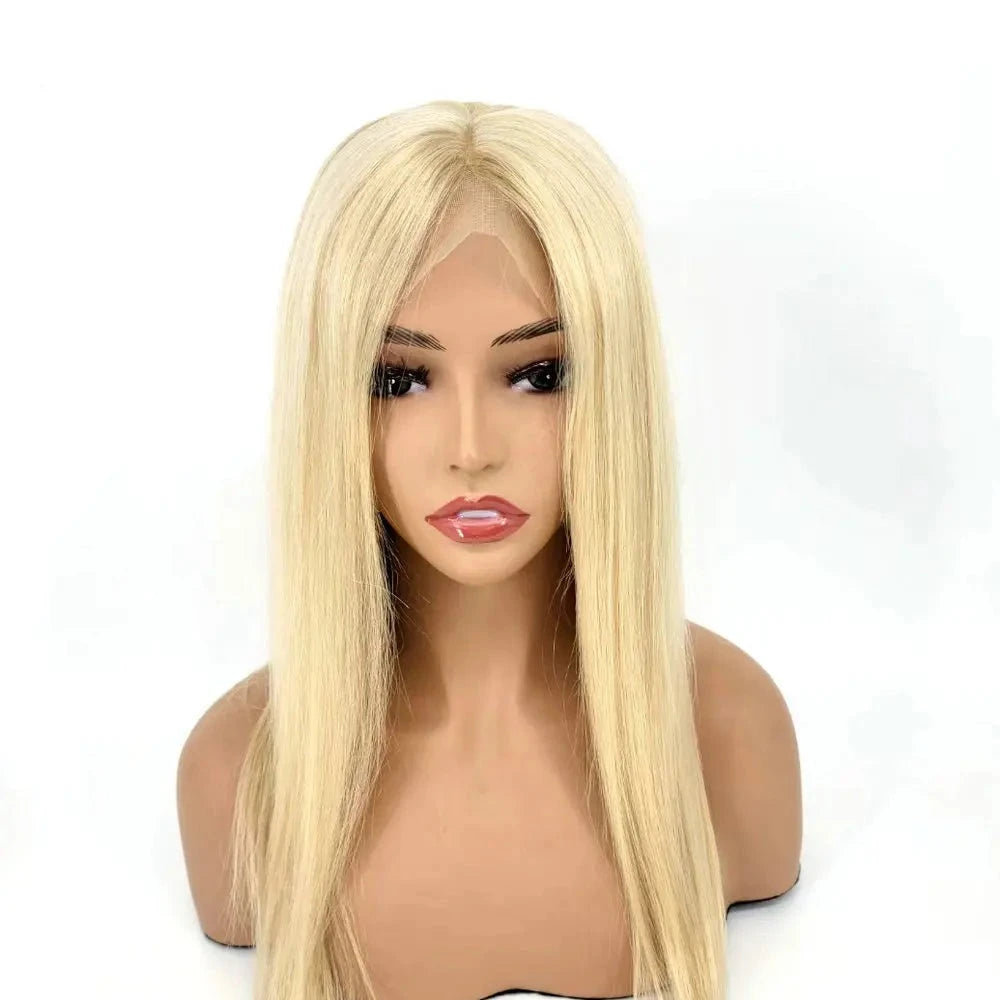 Perruque Lace Front Wig 100% brésilienne Remy, cheveux naturels blonds, 4x4, haut en soie 613, pour femmes