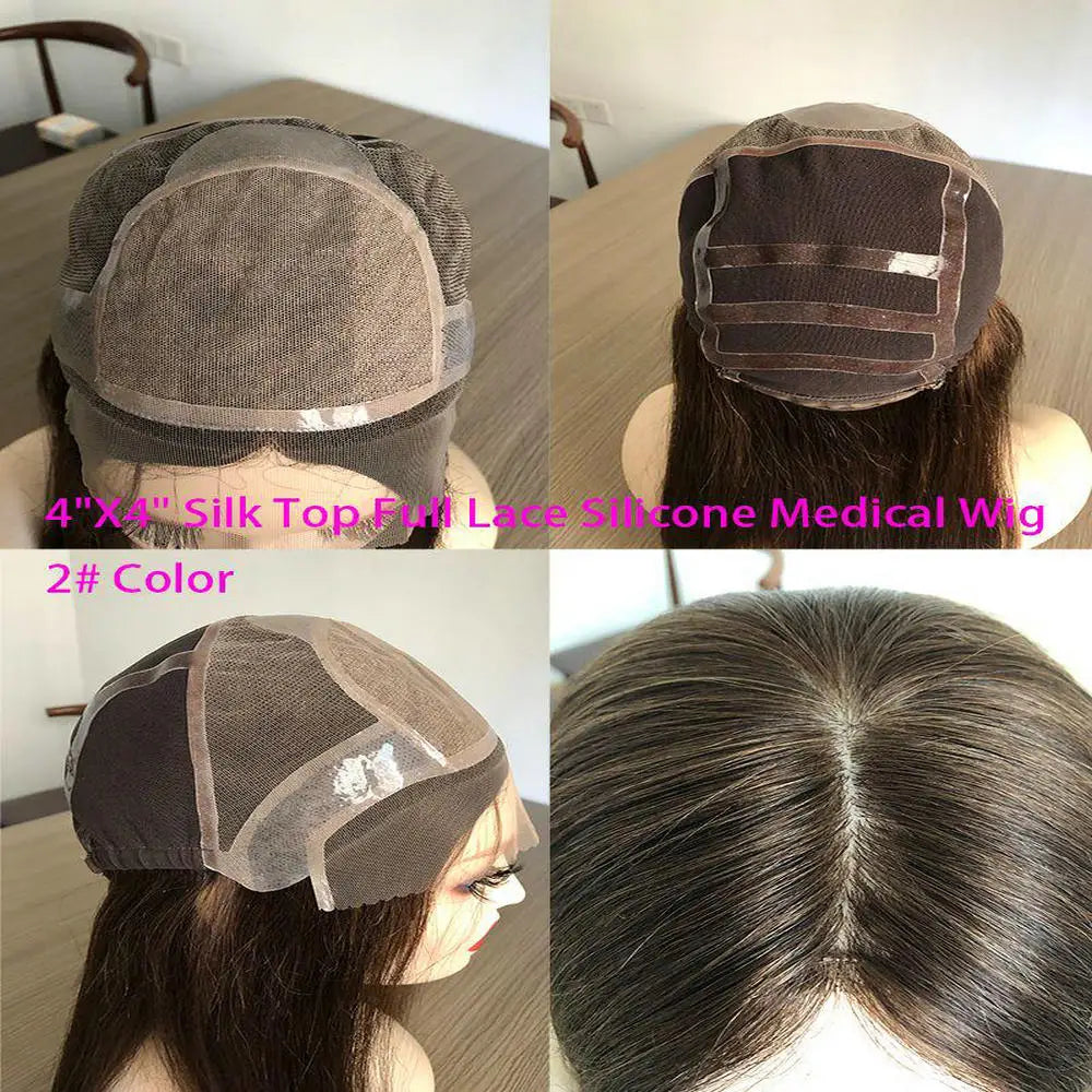 Remy-hiusperuukki, silkkitoppi, lääketieteellinen silikonipitsi, luonnollinen vaalea ombre