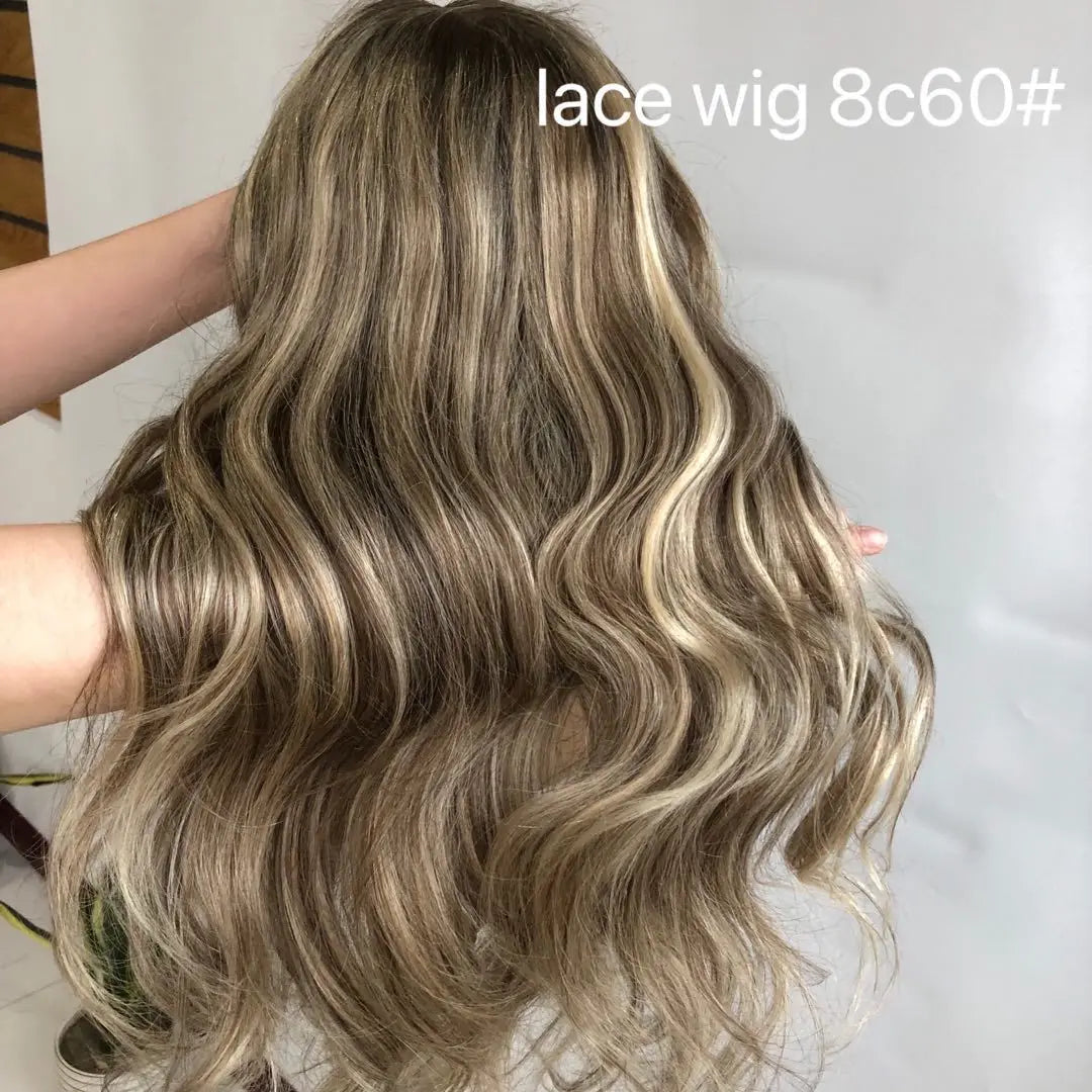 Lange Blonde Wellige Remy Echthaar Spitzenfrontperücken für Frauen