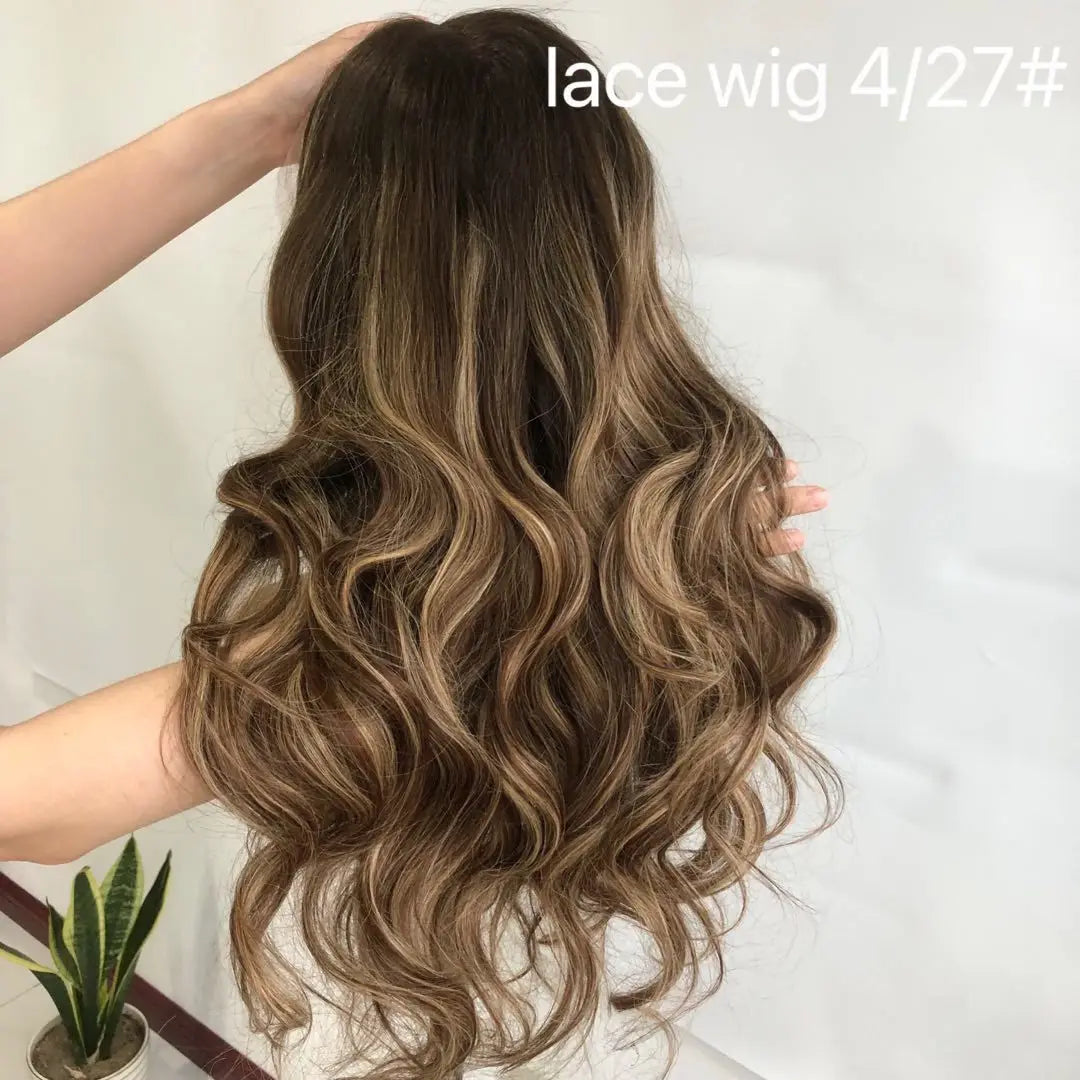 Lange Blonde Wellige Remy Echthaar Spitzenfrontperücken für Frauen