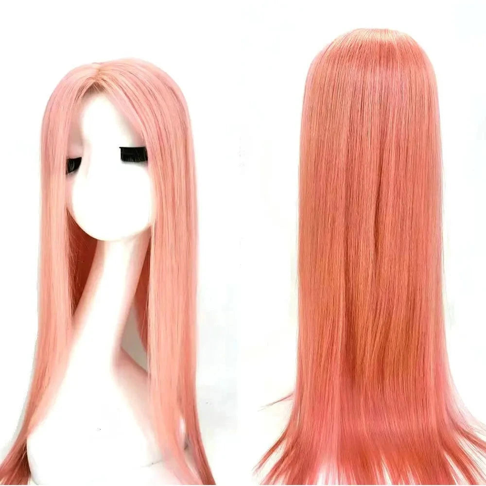 Rosa remy menneskehår topper for kvinner klips i silkebase extensions