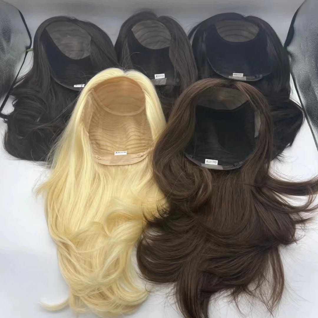 Remy Hair Wig Brown Lace and Poly Coating Replacement for Women