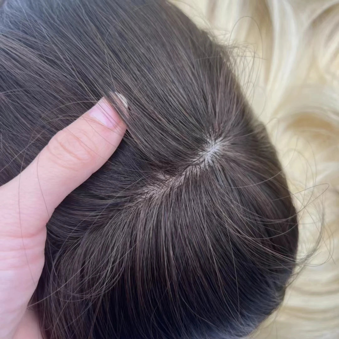 Remy hajból készült paróka, barna csipkével és polisztirol bevonattal, póthaj nőknek