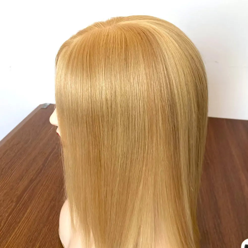 Perruque de cheveux humains Remy à base de soie blonde, coupe Pixie brésilienne, haut en dentelle