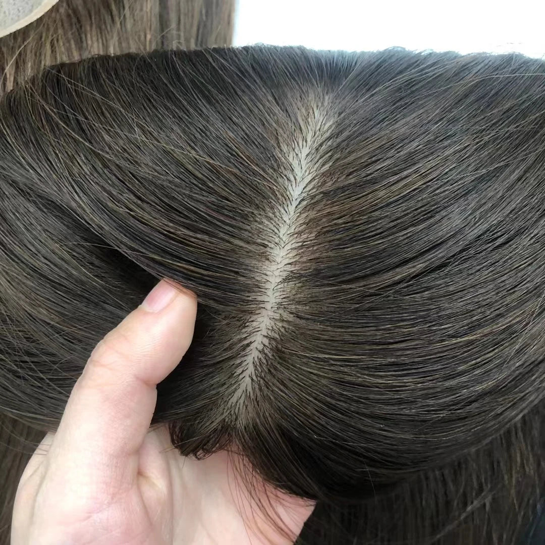 Postiche humaine à Base de soie Remy, toupet droit et soyeux pour femmes, cheveux naturels longs, ajouter du Volume