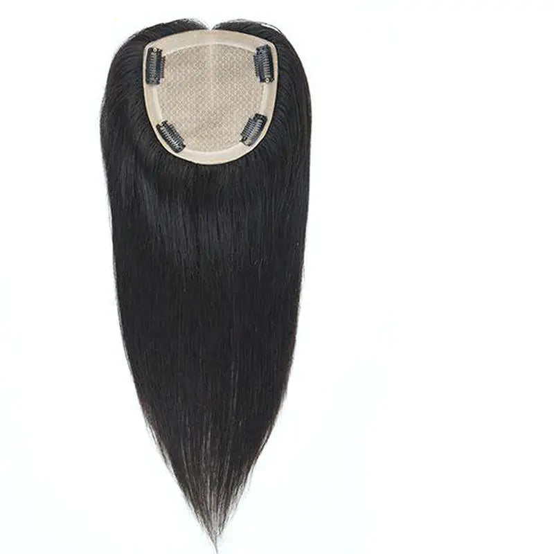 Topper de cabelo humano com base de seda para mulheres, peruca natural remy, fechamento com clipe