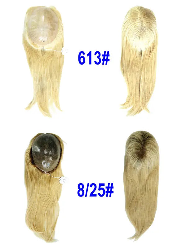 Blonde Human Hair Topper for Women PU Base Remy Wig for Hair Loss