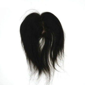 Topper de cheveux humains, Base en soie, raie au milieu, couverture de couronne à clipser pour femmes