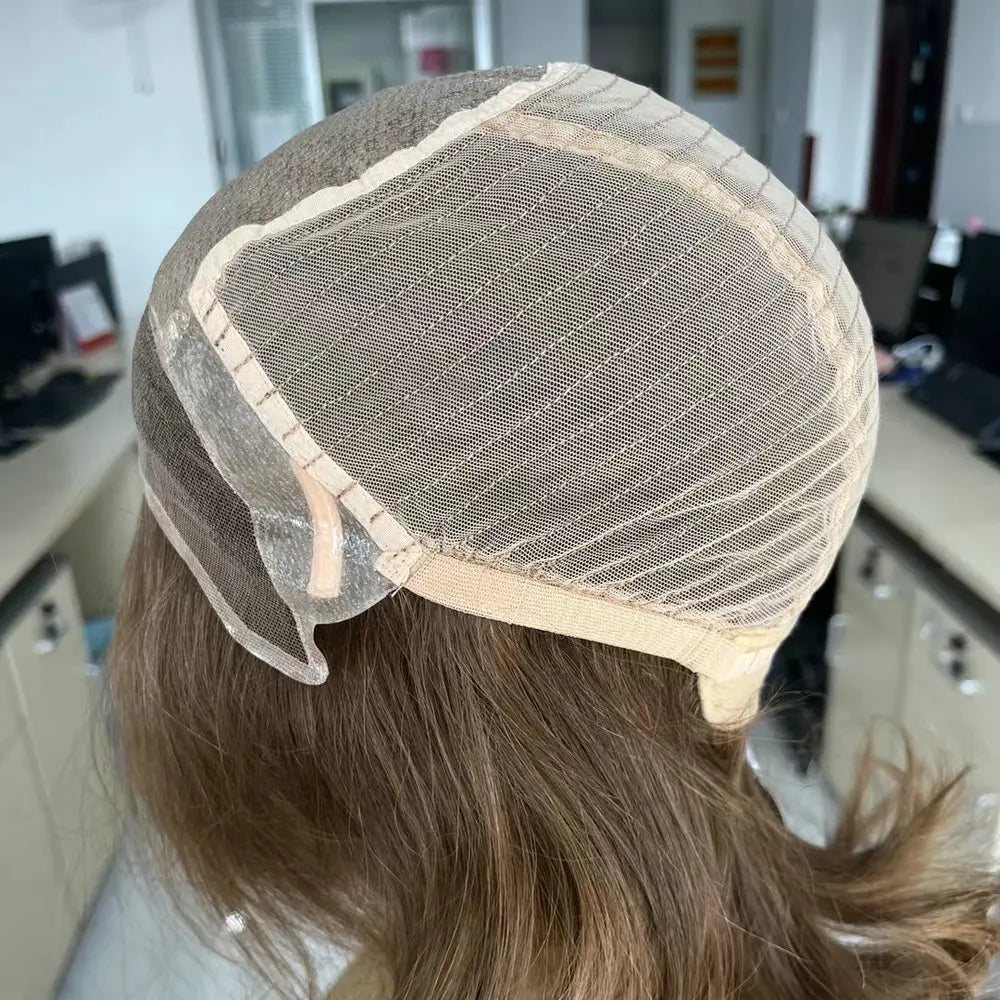 Női platinaszőke rövid emberi hajból készült paróka, természetes selyem alapú csipkés front, Remy hajból, orvosi póthaj