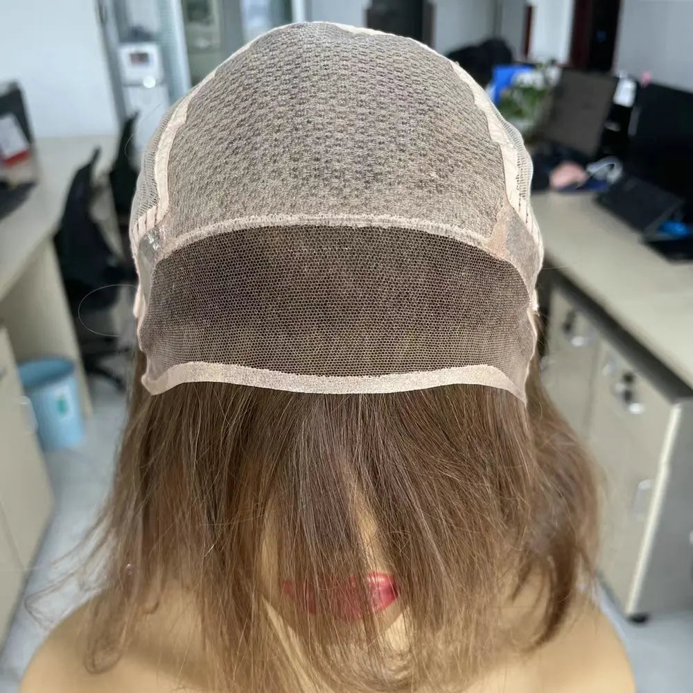 Női platinaszőke rövid emberi hajból készült paróka, természetes selyem alapú csipkés front, Remy hajból, orvosi póthaj