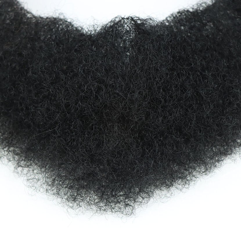 Human Hair Afro Curl Beard Mustache For American Black Men