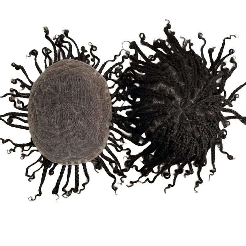 Fonott teljes csipkés tupé fekete férfiaknak, 8"x10"