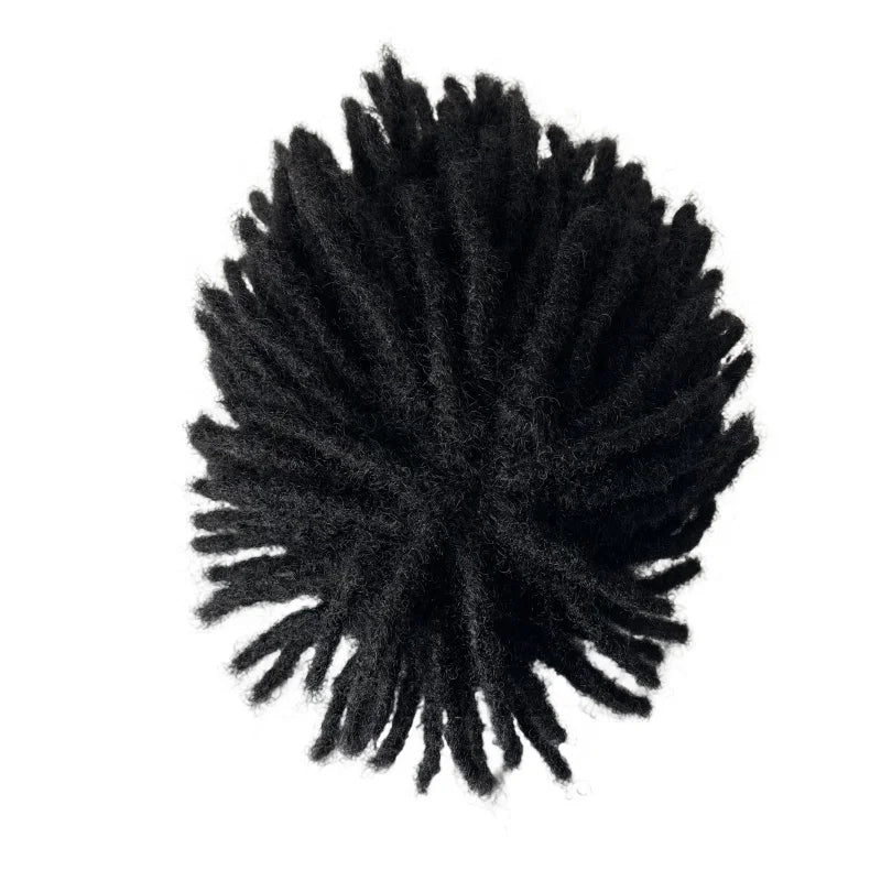 Indian Virgin Human Hair Jet Black Short Dreadlocks Toupee 8x10 Skin Unit for Men - hair color detail