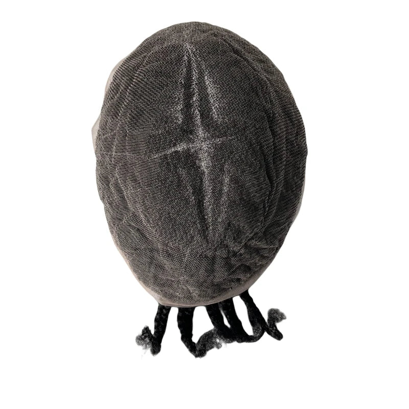 Afro Corn Star vlechten full lace menselijk haar toupet voor zwarte mannen 8x10