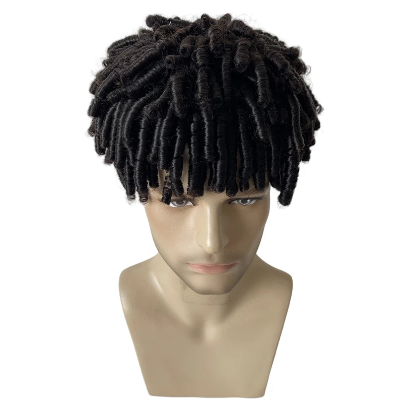 Indian Virgin Human Hair Mono Topper 16 Inch 15mm Curl Natural Color 8x10 Toupee for Black Men