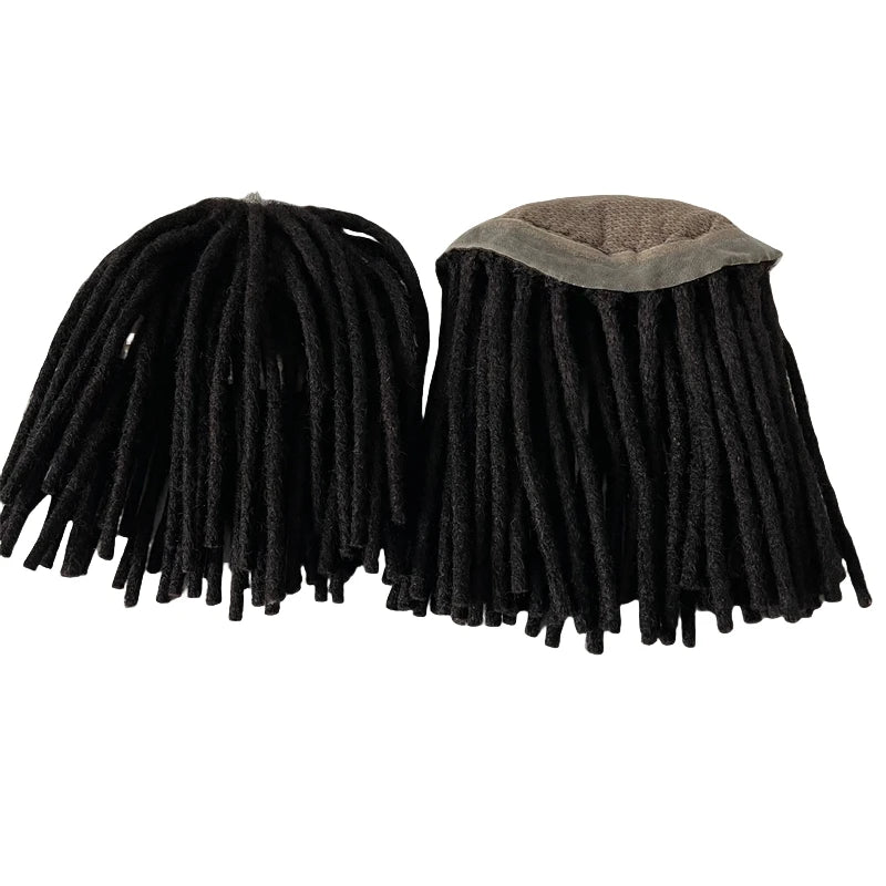 Indiai szűz emberi haj 10 hüvelykes selyem tetejű raszta toupee fekete férfiaknak #1B fekete szín