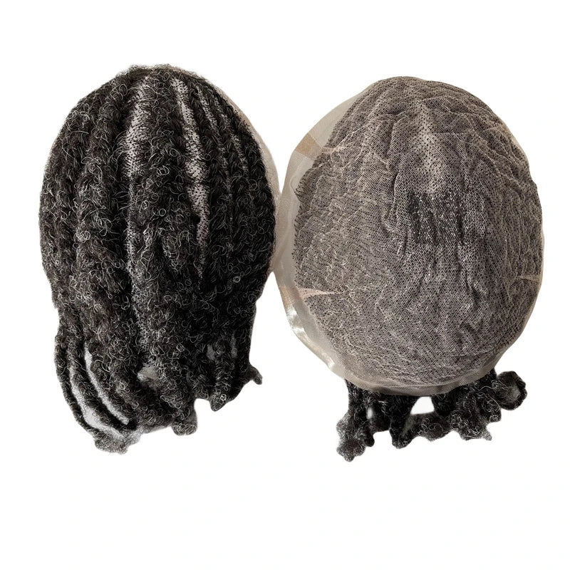 Indiai szűz emberi hajból készült afro fonott, teljes csipke póthaj 8x10 férfiaknak