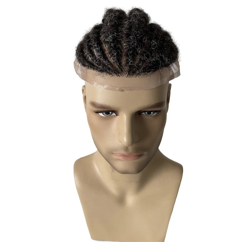 Indiai szűz emberi hajból készült afro fonott, teljes csipke póthaj 8x10 férfiaknak