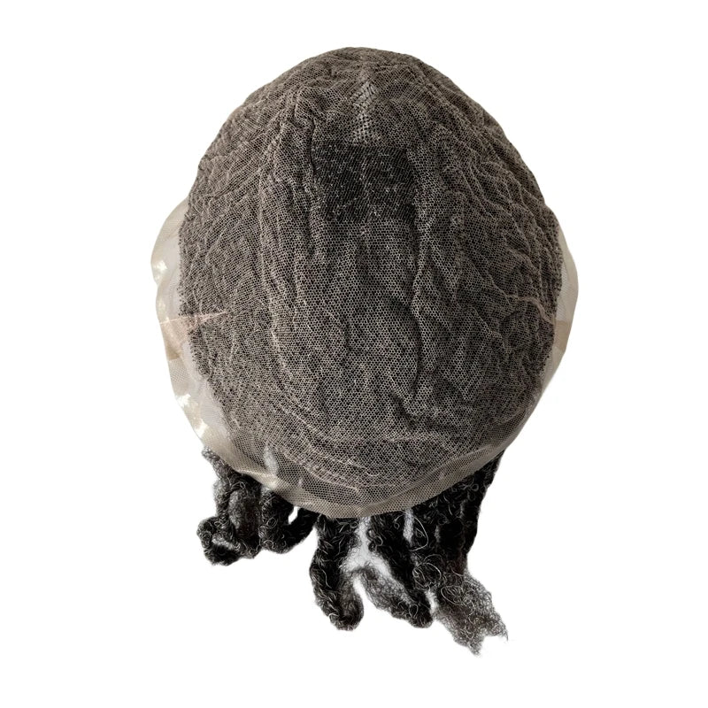 Indiai szűz emberi hajból készült afro fonott, teljes csipke póthaj 8x10 férfiaknak