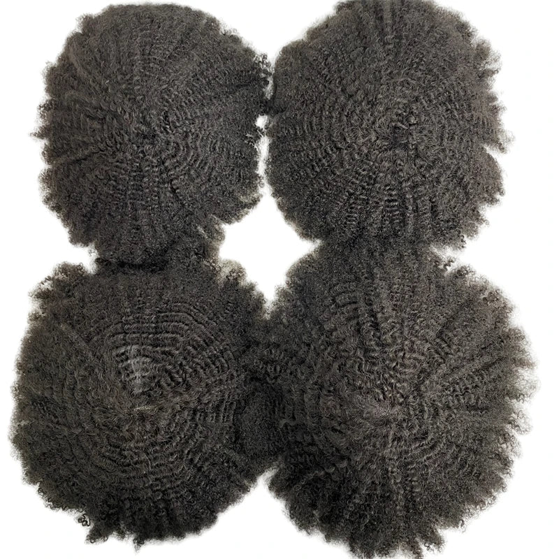 6mm-aaltoinen täyspitsinen peruukkijärjestelmä mustille miehille 7"x9"