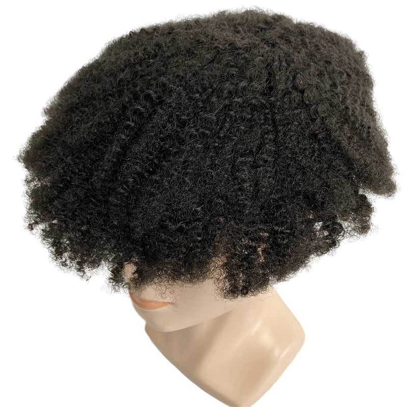 6mm Wave Hair System Full Lace Toupee for Black Men 7"x9" - worn view