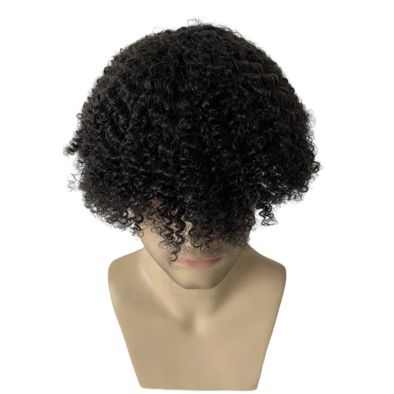 Indyjski dziewiczy tupet z włosów ludzkich, fala 8 mm #1B, baza ze szwajcarskiej koronki 8x10 dla czarnoskórych mężczyzn