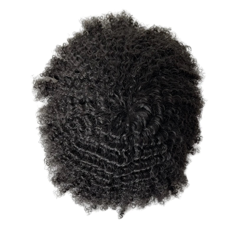 Indyjski dziewiczy tupet z włosów ludzkich, fala 8 mm #1B, baza ze szwajcarskiej koronki 8x10 dla czarnoskórych mężczyzn