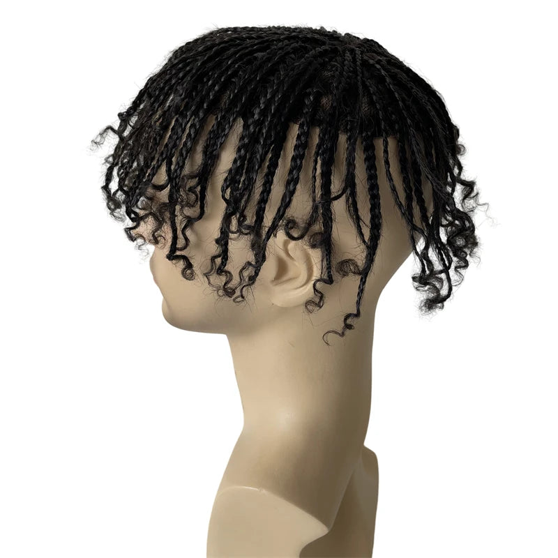 Indiai szűz emberi hajból készült csipkés elöl záródó tupé PU peremmel, 6x8-as dobozfonatokkal fekete férfiak számára