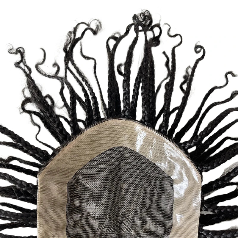 Indiai szűz emberi hajból készült csipkés elöl záródó tupé PU peremmel, 6x8-as dobozfonatokkal fekete férfiak számára