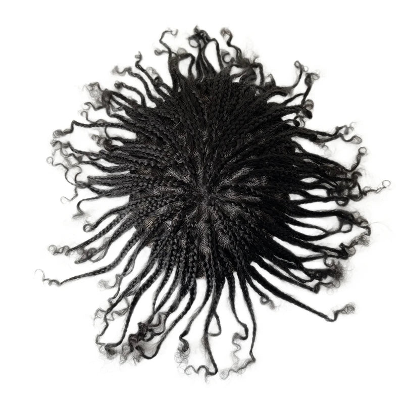 Indiai szűz emberi hajból készült csipkés elöl záródó tupé PU peremmel, 6x8-as dobozfonatokkal fekete férfiak számára