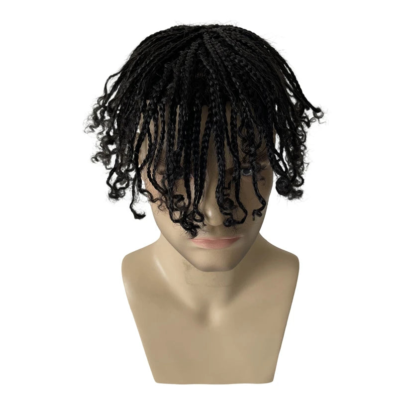 Indiai szűz emberi hajból készült csipkés elöl záródó tupé PU peremmel, 6x8-as dobozfonatokkal fekete férfiak számára