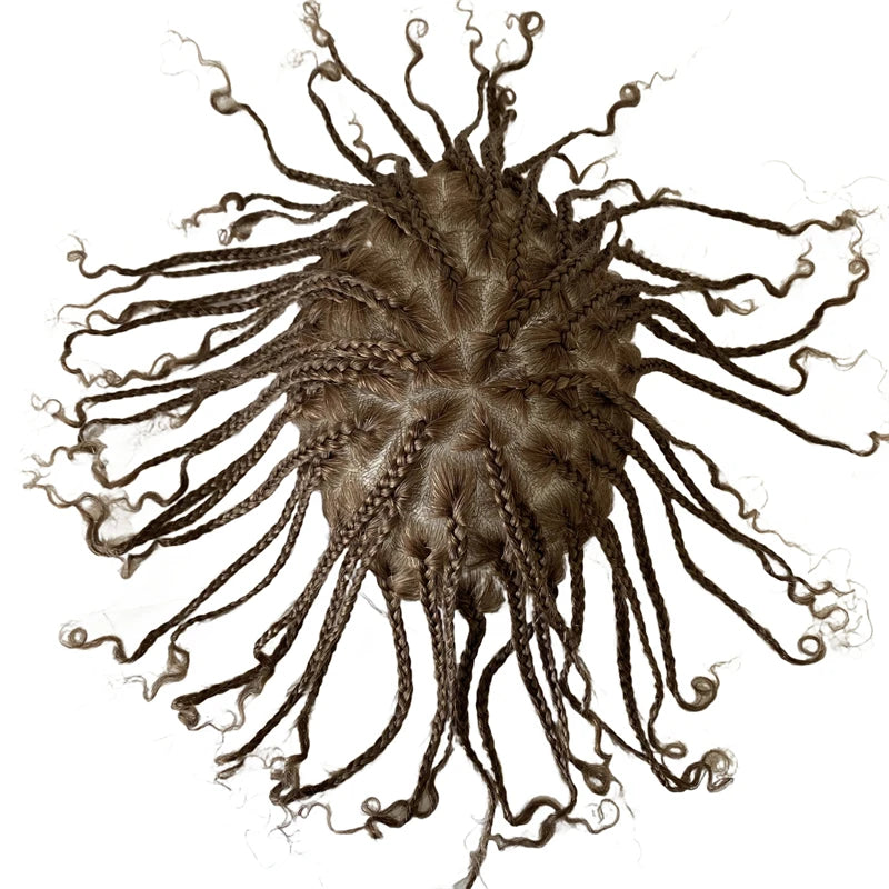 Világosbarna indiai szűz emberi hajból készült bőr alapú egység dobozfonatokkal, teljes PU tupé férfiaknak