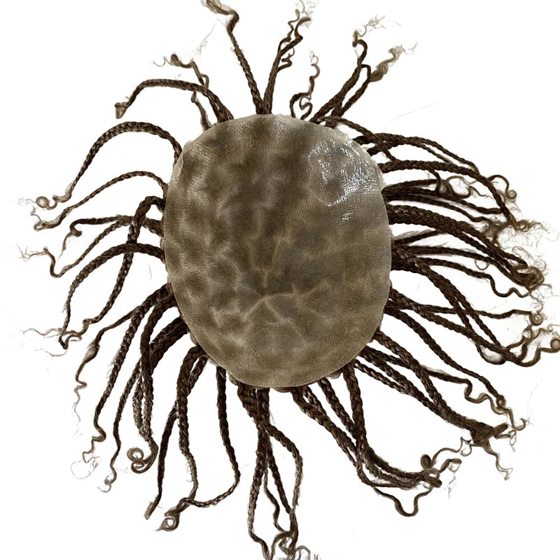 Box Braids Fuldt Hud Toupee til Sorte Mænd