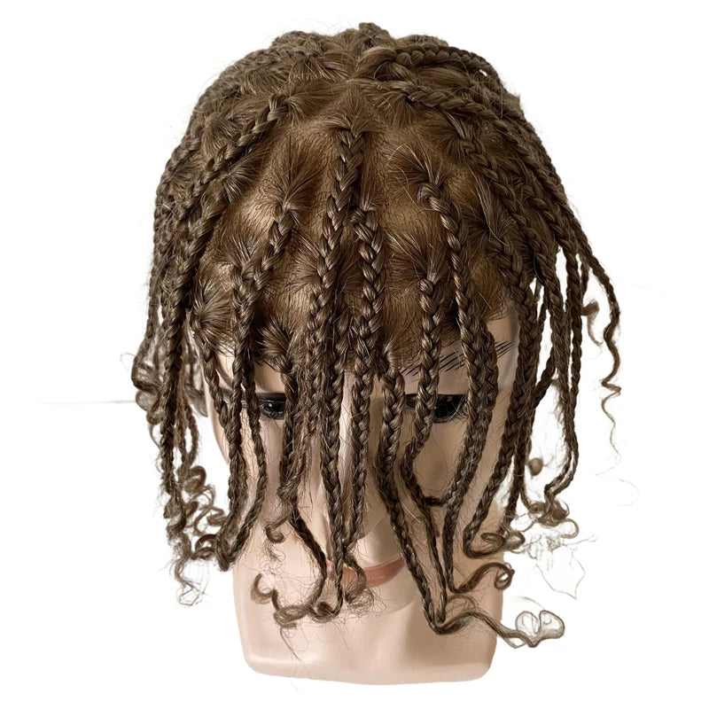 Box Braids Fuldt Hud Toupee til Sorte Mænd
