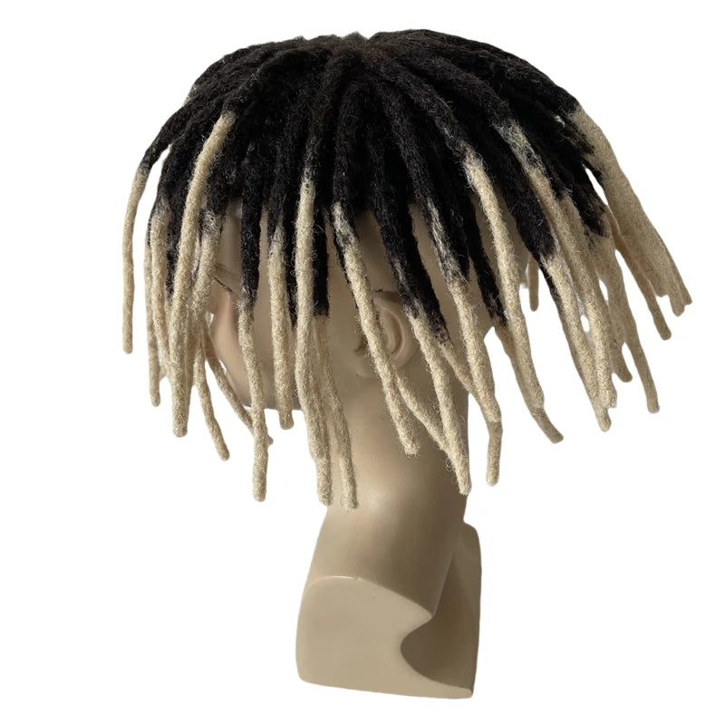 Ombre két tónusú indiai szűz emberi hajból készült rastafrizurás póthaj svájci csipkével és PU peremmel fekete férfiaknak