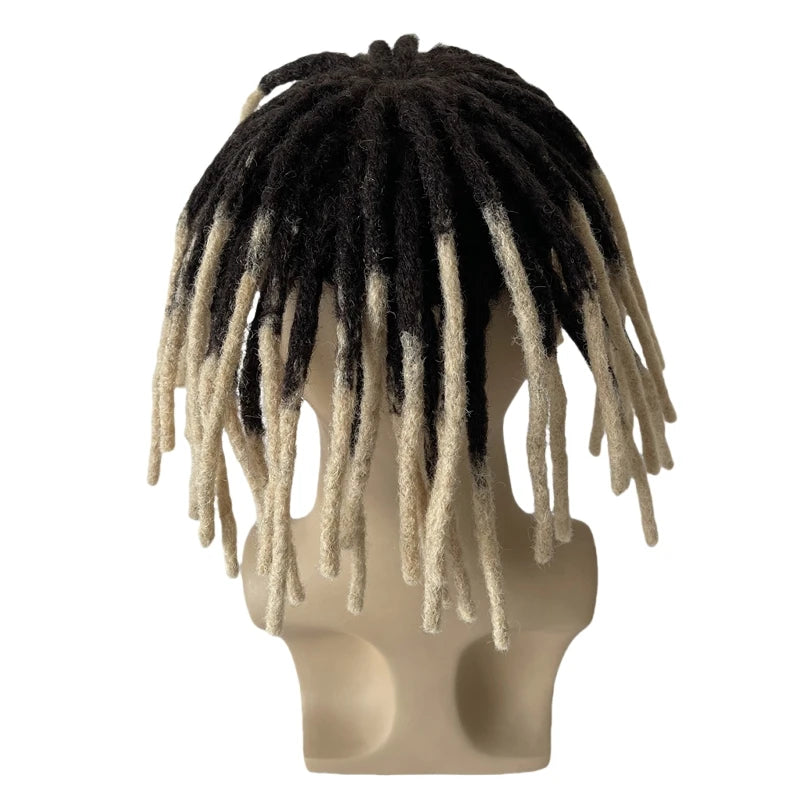 Ombre két tónusú indiai szűz emberi hajból készült rastafrizurás póthaj svájci csipkével és PU peremmel fekete férfiaknak