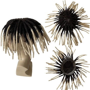 Ombre két tónusú indiai szűz emberi hajból készült rastafrizurás póthaj svájci csipkével és PU peremmel fekete férfiaknak